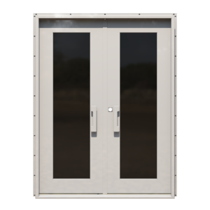 Small Double Steel Door width range is 56"-64" height range is 80"-84"